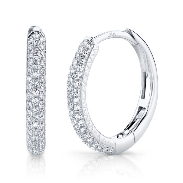 Kate White Gold and Diamond Pav&eacute; Mini Hoop Earring